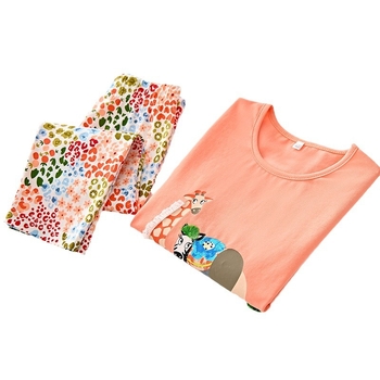 Uus tüdrukute kevadkostüüm, Euroopa ja Ameerika multifilmidega trükitud pluus, laste lühikeste varrukatega Euroopa ja Ameerika multifilmidega lasteriided hulgimüügist