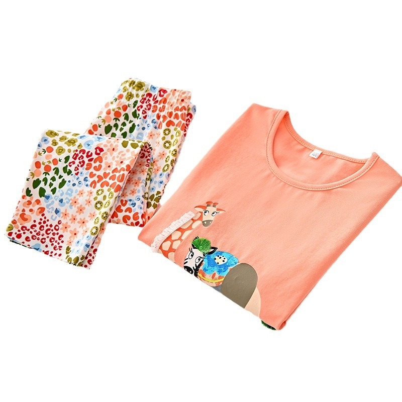 Uus tüdrukute kevadkostüüm, Euroopa ja Ameerika multifilmidega trükitud pluus, laste lühikeste varrukatega Euroopa ja Ameerika multifilmidega lasteriided hulgimüügist