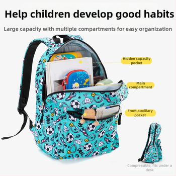 Algkooli koolikott kolmeosaline koomiksitrükiga jalgpalliga laste seljakott koorem kerge õlakott tootjad hulgimüük