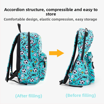 Algkooli koolikott kolmeosaline koomiksitrükiga jalgpalliga laste seljakott koorem kerge õlakott tootjad hulgimüük