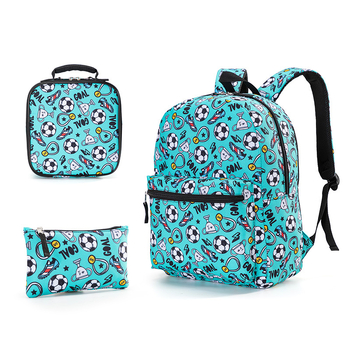 Algkooli koolikott kolmeosaline koomiksitrükiga jalgpalliga laste seljakott koorem kerge õlakott tootjad hulgimüük