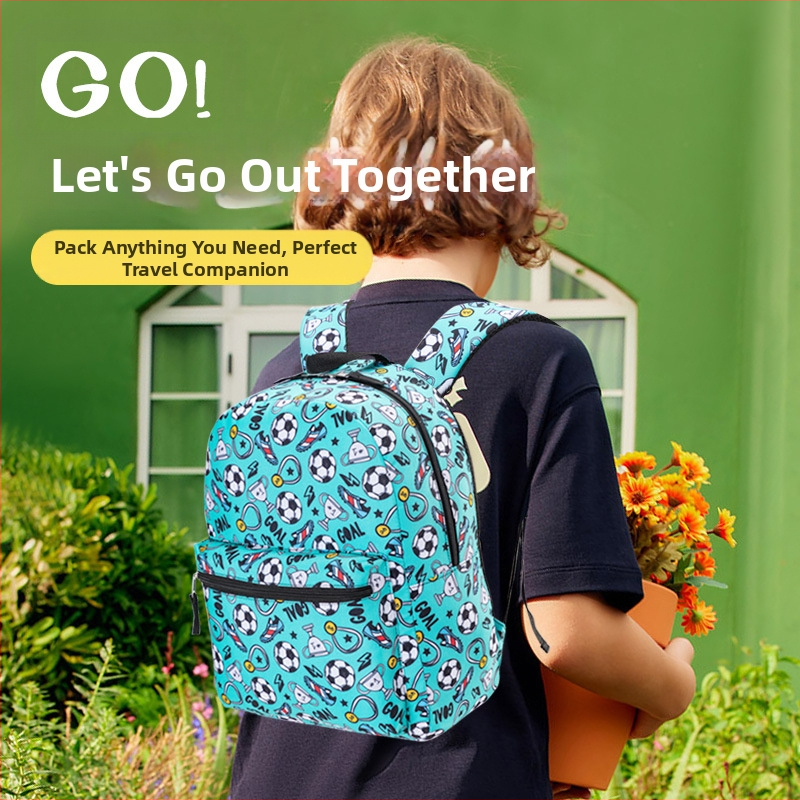 Algkooli koolikott kolmeosaline koomiksitrükiga jalgpalliga laste seljakott koorem kerge õlakott tootjad hulgimüük