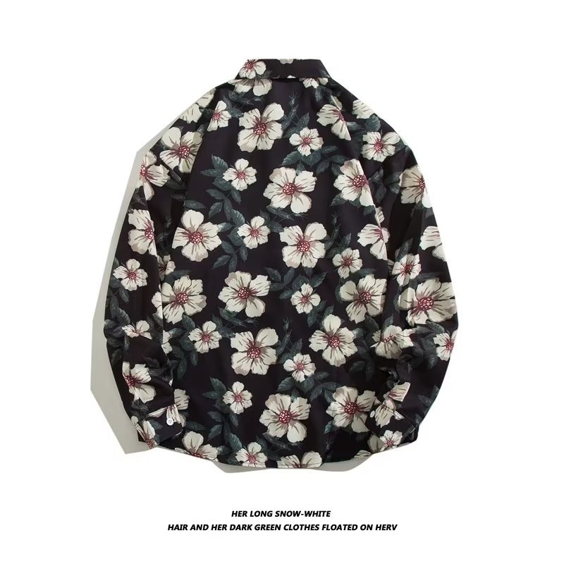 2022 m. madingas prekės ženklo nišinis vintažinis aliejinis paveikslas su gėlėmis, meniškas laisvalaikio stiliaus marškinėliai ilgomis rankovėmis, rudens naujienos