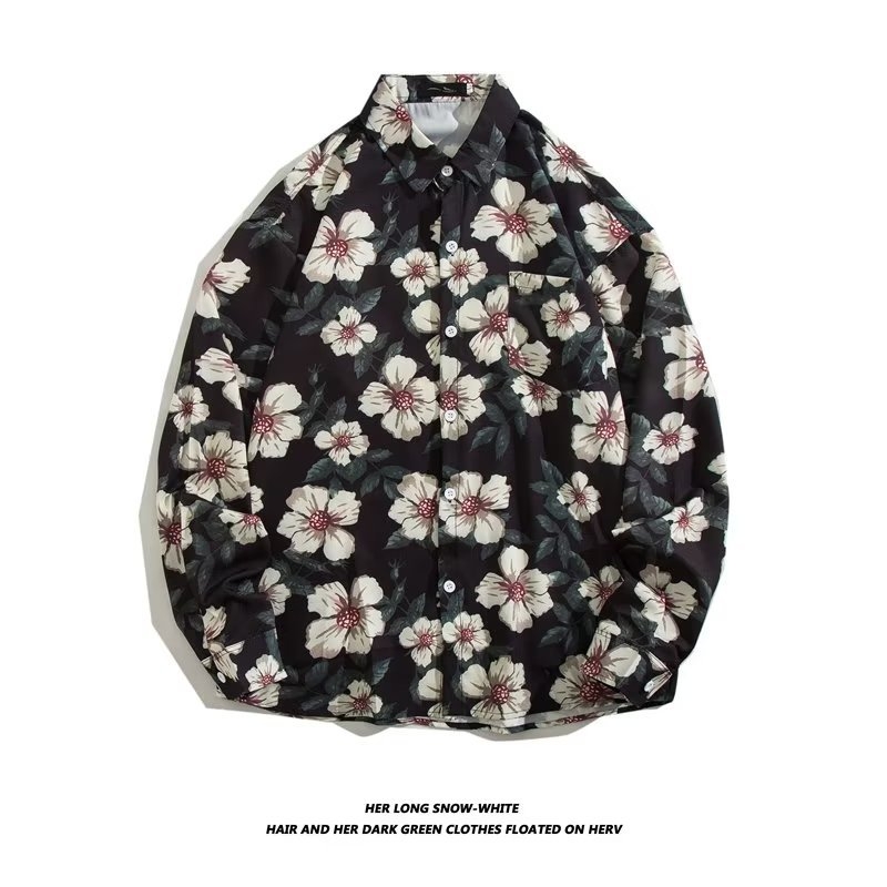 2022 m. madingas prekės ženklo nišinis vintažinis aliejinis paveikslas su gėlėmis, meniškas laisvalaikio stiliaus marškinėliai ilgomis rankovėmis, rudens naujienos