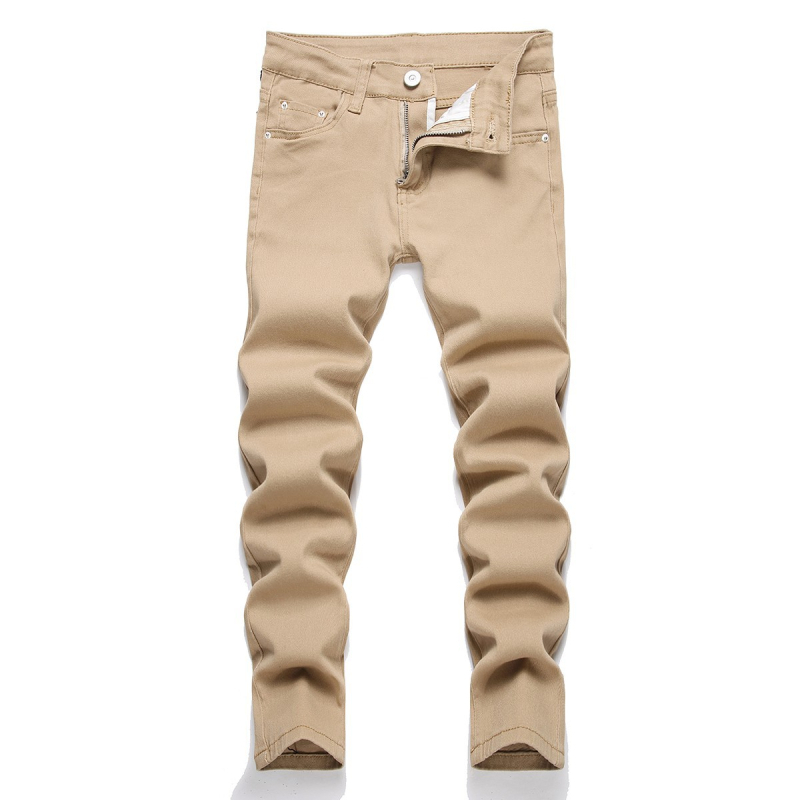 Furnizare pantaloni din denim kaki elastici, drepți, pentru comerț electronic transfrontalier