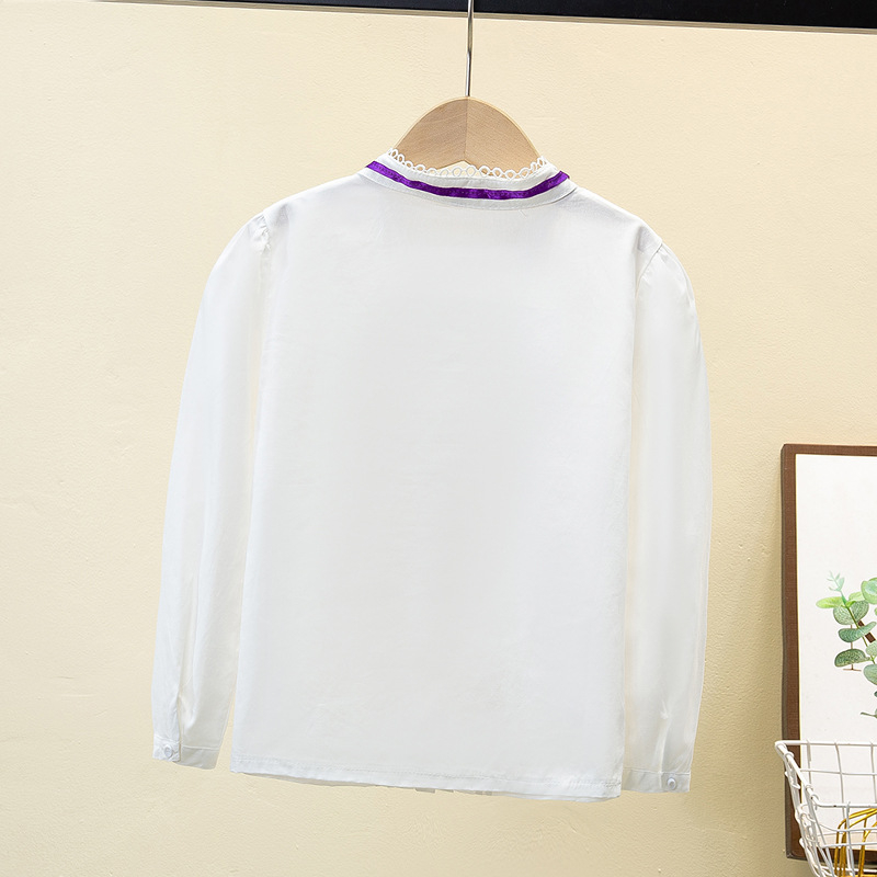 Tehase hulgimüük tüdrukute puhasvalge lipsuga särk pikkade varrukatega valge alläärega särk armas lihtne sügissärk