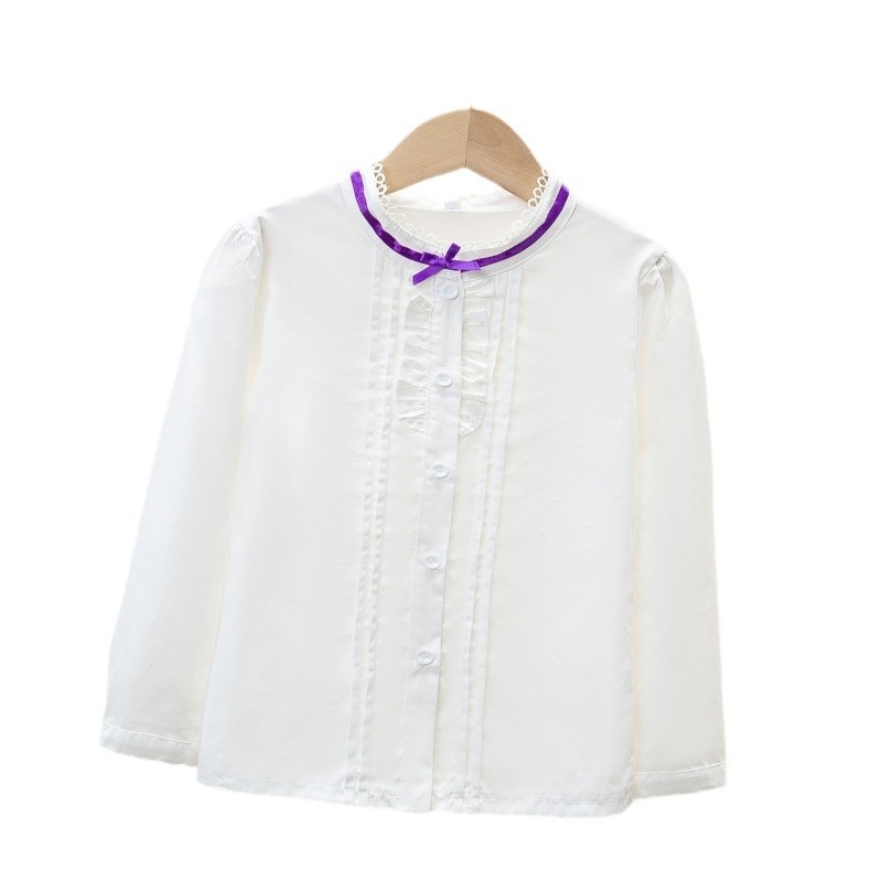 Tehase hulgimüük tüdrukute puhasvalge lipsuga särk pikkade varrukatega valge alläärega särk armas lihtne sügissärk