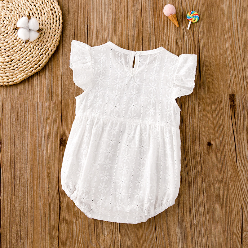 2021. aasta suvine beebidele mõeldud puuvillane pitsiline hingav ühes tükis riietus, beebitüdruku lendava varrukaga ühes tükis romper-romper