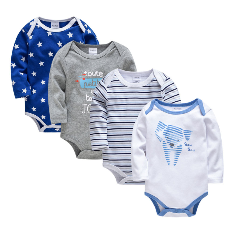 Beebiriided kevad- ja sügispükste varrukatega, koomiksiga meeste ja naiste juhuslik romper 0-9 kuud beebi laste riided kolmnurkne ümbris