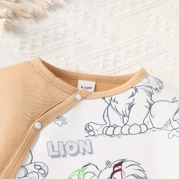 Άνοιξη και Φθινόπωρο Μωρό Μακρυμάνικο Σκουφάκι με Στάμπα Little Lion για Άνδρες, Χαριτωμένο Μωρό, Μακρύ Σκουφάκι Αναρρίχησης με Αγκράφα και Μονόπλευρη Λαιμόκοψη