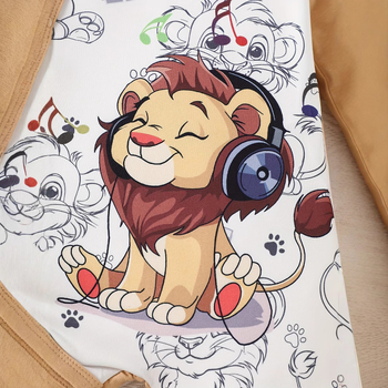 Άνοιξη και Φθινόπωρο Μωρό Μακρυμάνικο Σκουφάκι με Στάμπα Little Lion για Άνδρες, Χαριτωμένο Μωρό, Μακρύ Σκουφάκι Αναρρίχησης με Αγκράφα και Μονόπλευρη Λαιμόκοψη