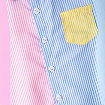 Νέο Παιδικό Ρούχο με Ριγέ Μπλούζα για Αγόρια Πολύχρωμο Ριγέ Πουκάμισο Μικρού και Μεσαίου Μεγέθους Παιδικό Ανοιξιάτικο και Καλοκαιρινό Λεπτό Μακρυμάνικο Πουκάμισο Ευρωπαϊκό και Αμερικανικό Κοστούμι