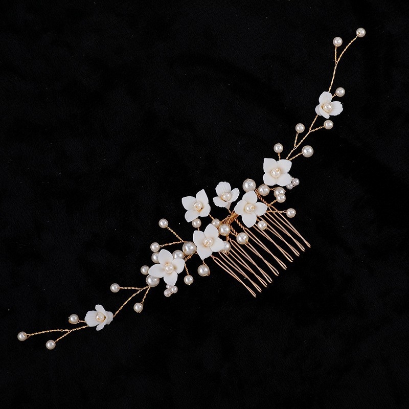 Tarptautinės nuotakos plaukų šukos, Europos ir Amerikos užsienio prekybos gėlių galvos apdangalas, grynai rankomis austas, nuotakos vestuvių derinys.