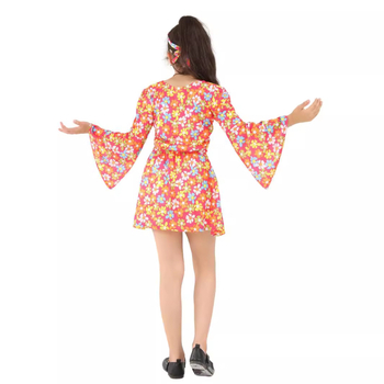 70-ųjų ir 80-ųjų gėlių rašto hipių išleistuvių gimtadienio Helovino kostiumas tėvų ir vaikų apranga