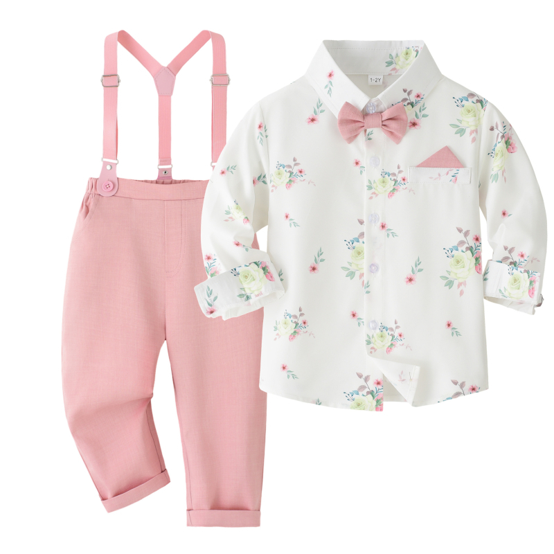 Piiriülene tehase valentinipäeva kevad- ja sügisene Euroopa ja Ameerika poiste härrasmeeste kostüüm, laste üheaastastele lastele mõeldud rihmadega ülikond