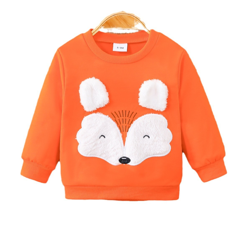 Kevad- ja sügisesed uued laste rebase tikandiga vabaaja vestid, terve põlvkond juukseid