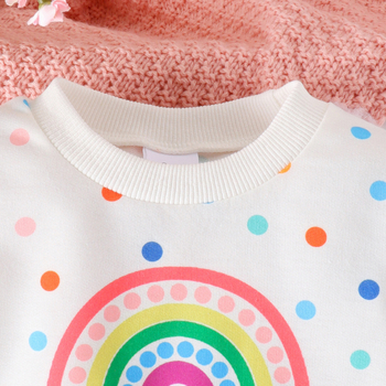 Amazoni piiriülene 24 sügisene vikerkaarevärviliste täppidega trükitud kampsun, pesuvesi, teksapüksid, tüdrukute ülikond