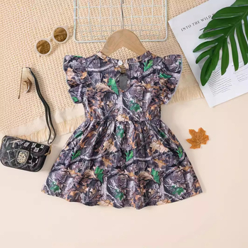 Tarpvalstybinė INS kūdikio mergaitės vasarinė, pilnai atspausdinta šoninėmis rankovėmis, juosmeniu, klostuota stilinga mados suknelė