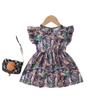 Tarpvalstybinė INS kūdikio mergaitės vasarinė, pilnai atspausdinta šoninėmis rankovėmis, juosmeniu, klostuota stilinga mados suknelė