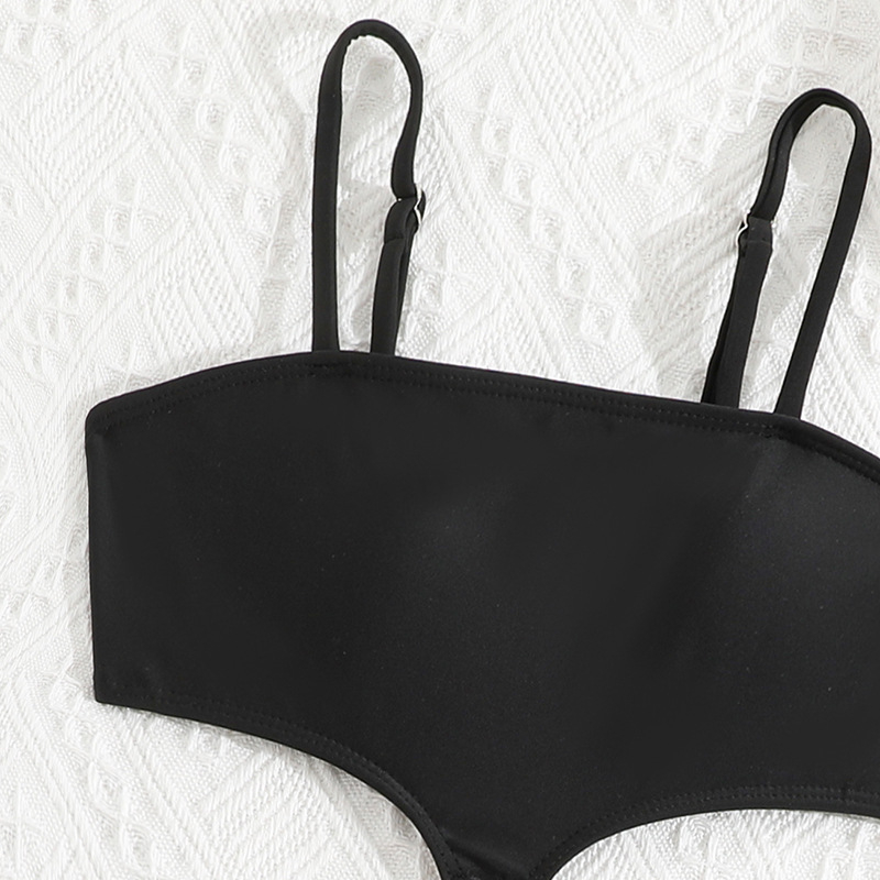 2025. aasta uus must laste lõhestatud kolmeosaline ujumistrikoo, kondoolirihmaga, piiriülene tehase hulgimüügi beebitüdruku ujumispüksid ujumistrikoo