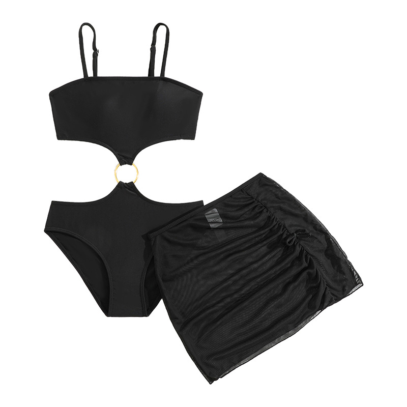 2025. aasta uus must laste lõhestatud kolmeosaline ujumistrikoo, kondoolirihmaga, piiriülene tehase hulgimüügi beebitüdruku ujumispüksid ujumistrikoo