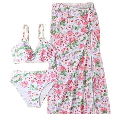 2024. aasta suvine uus naiste Euroopa ja Ameerika stiilis Spice Girli puhkuse vabaaja stiilis suur seelik trükitud rihmadega bikiinid