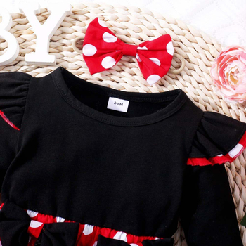 Mergaičių suknelė pavasario ir rudens taškuotas siuvinėjimo klostuotas sijonas europietiškos ir amerikietiškos mados kaspino ilgomis rankovėmis kalėdinis mergaičių sijonas