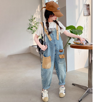 Σετ Φόρμας για Κορίτσια Καλοκαίρι 2024 Νέο Παιδικό Καλοκαιρινό Τζιν Μεγάλα Παιδικά Παντελόνια Street Loose για Κορίτσια