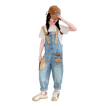 Σετ Φόρμας για Κορίτσια Καλοκαίρι 2024 Νέο Παιδικό Καλοκαιρινό Τζιν Μεγάλα Παιδικά Παντελόνια Street Loose για Κορίτσια