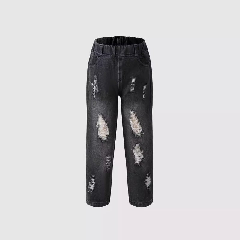 Îmbrăcăminte pentru copii din comerț exterior european și american, nou-nouț pentru fete, blugi retro cu gaură mare, colanți casual, pantaloni conici