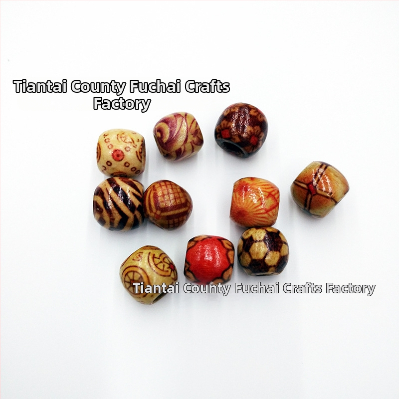 Материали за бижута „Направи си сам“ на едро 12 мм щамповани дървени мъниста с голям отвор, мръсни плитки, приемник за коса, дървени мъниста с голям отвор, приемник за коса с плитки 100