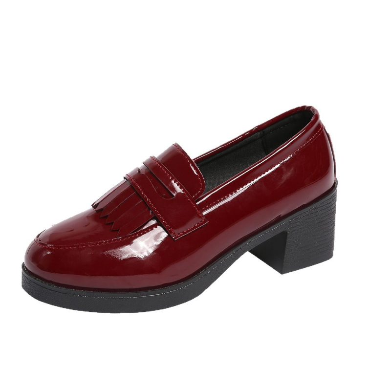 Külkereskedelmi export, szerencsés cipő, női divatos, élénk bőr, plus size cipő, 2025-ös ingázós divat, vastag sarok, bojtos magas sarkú cipő