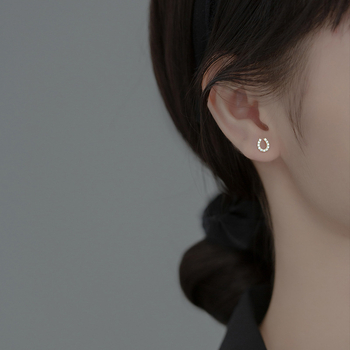 Nalan S925 hõbedast kõrvarõngad, täis teemante, väikesed hobuserauakujulised kõrvarõngad, peened elegantsed teemant-U-kujulised kõrvarõngad naistele M00422