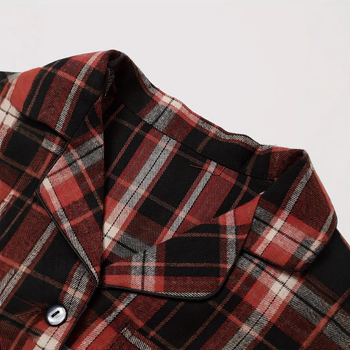 Ανδρική χειμερινή πιτζάμα καρό - Άνετη, casual με κουμπιά από πολυεστέρα και πέτο