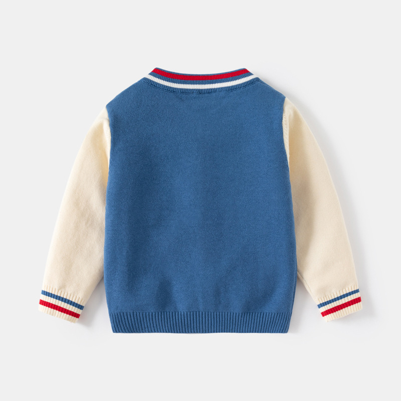 Tengyun Pigeon laste riided poistele, autoga tikitud ühekihiline puuvillane avatud rinnaga kampsun, uue beebi värviliste ribadega kootud kardigan