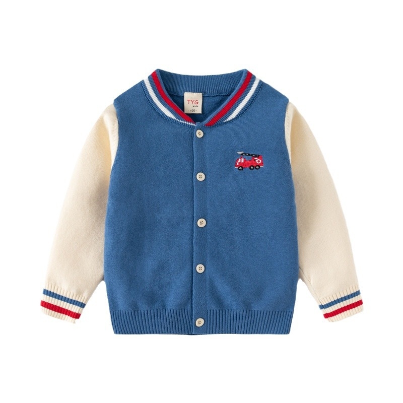 Tengyun Pigeon laste riided poistele, autoga tikitud ühekihiline puuvillane avatud rinnaga kampsun, uue beebi värviliste ribadega kootud kardigan