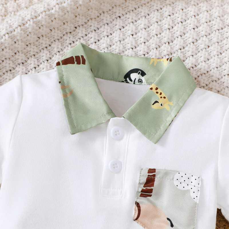 Детско лятно облекло за момчета от трансграничен стил, сладка тениска с къс ръкав, дрехи Ha-ha, комплект от две части, екипировка, къси панталони E2421