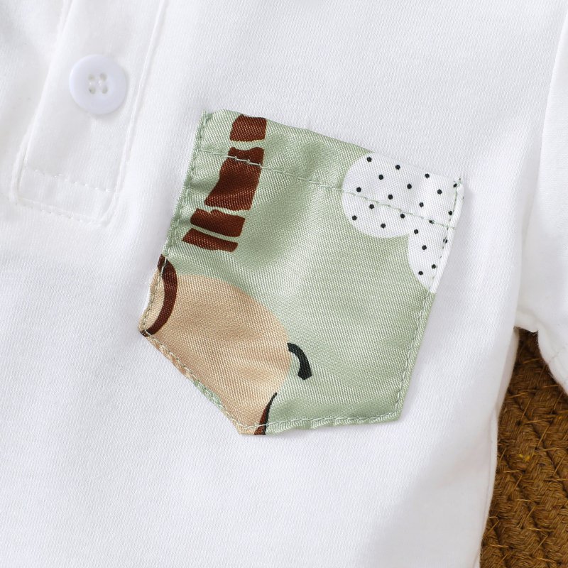 Детско лятно облекло за момчета от трансграничен стил, сладка тениска с къс ръкав, дрехи Ha-ha, комплект от две части, екипировка, къси панталони E2421