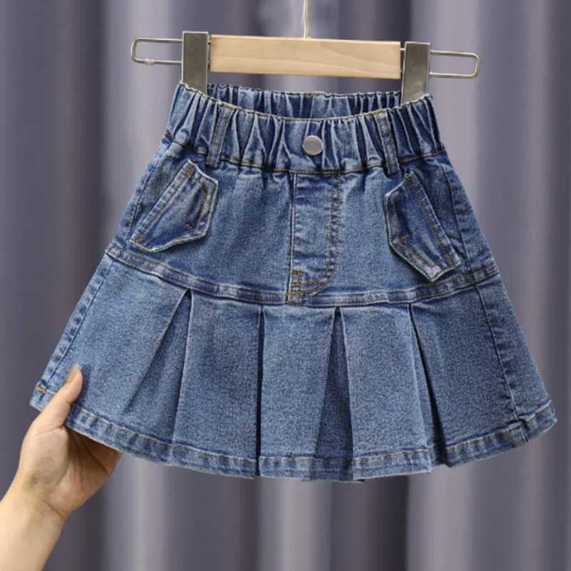 Mergaitiškas džinsinis sijonas Vasarinis Naujas Tamprus Džinsinis sijonas Vaikiškas Vidutinis ir Didelis Vaikiškas Madingas Džinsinis sijonas