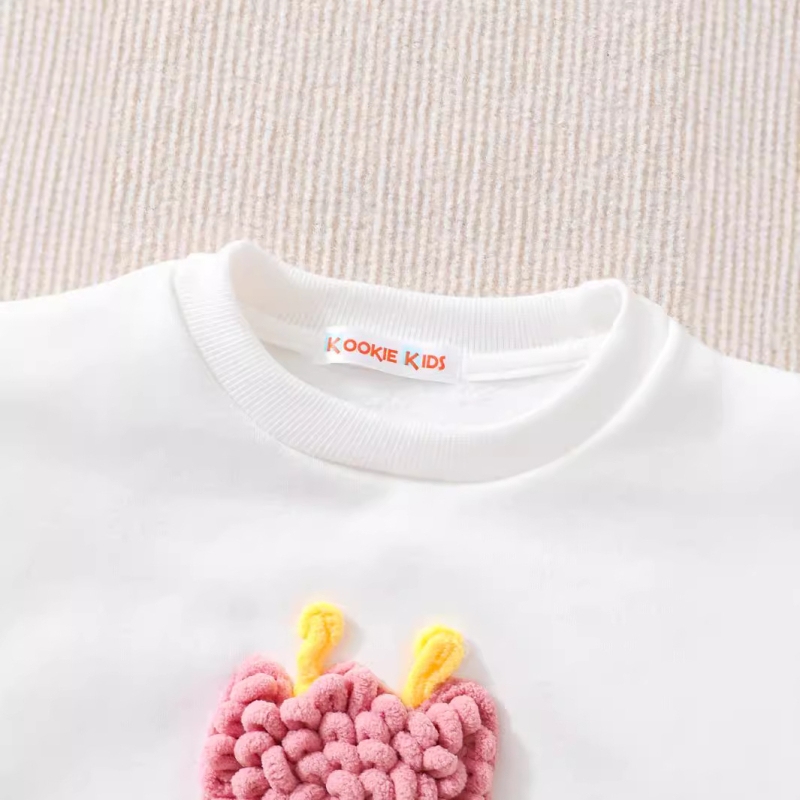 Φούτερ με στρογγυλή λαιμόκοψη και κινούμενα σχέδια με τουλίπα για κορίτσια, σετ δύο τεμαχίων, σε νέο δυτικό στιλ, με θέμα το Διαδίκτυο