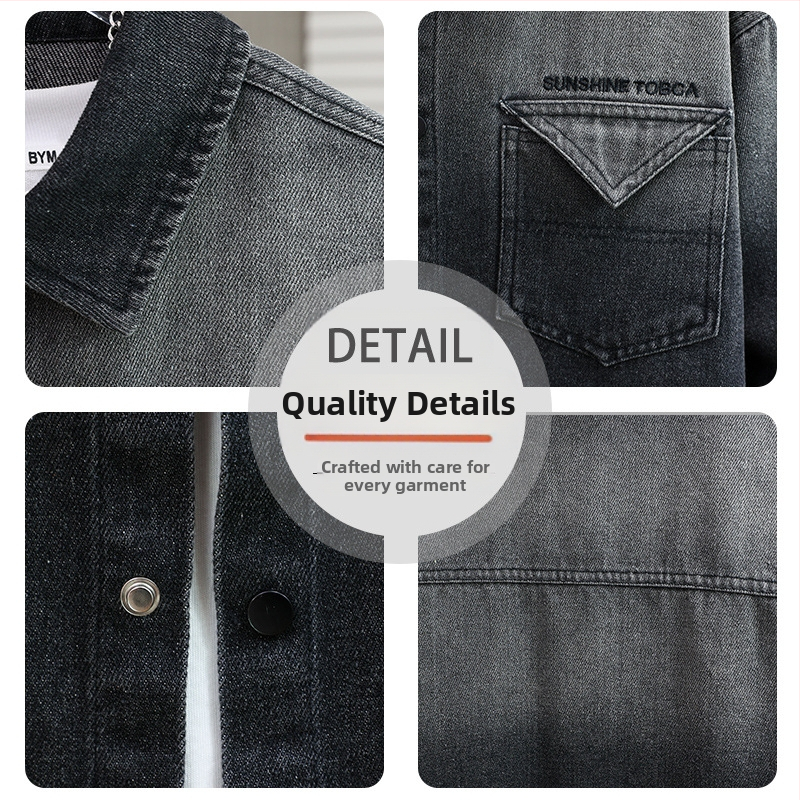 Дънково яке за момчета в корейски стил, есен 2024, нов стил, детски стил, градиентна външна риза, ежедневна риза