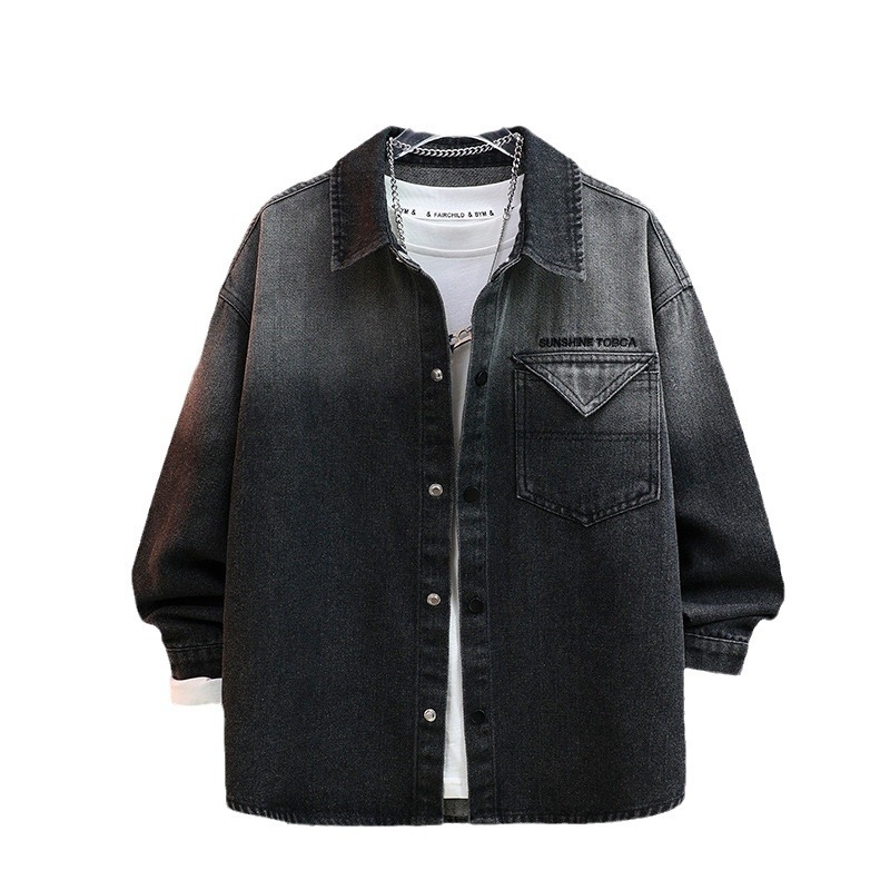 Poiste Korea stiilis teksajakk 2024. aasta sügisest uue stiiliga laste stiilis gradientpluus vabaaja särkjakk