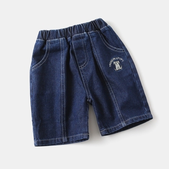 Laste suvised teksad 2025 uued poiste püksid Korea beebi tumesinised teksapüksid juuste põlvkond