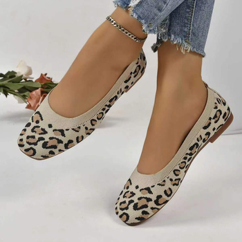 Užsienio prekybos seklios burnos leopardo rašto plokščiapadžiai moteriški 2024 m. vasaros tinkliniai kvėpuojantys įmaunami laisvalaikio viršutiniai moteriški batai