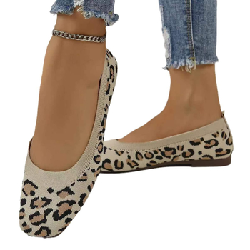 Užsienio prekybos seklios burnos leopardo rašto plokščiapadžiai moteriški 2024 m. vasaros tinkliniai kvėpuojantys įmaunami laisvalaikio viršutiniai moteriški batai