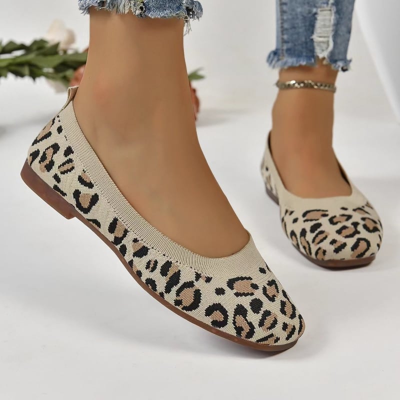 Pantofi sport cu imprimeu leopard și gură mică pentru femei, vara 2024, respirabil, cu mânecă scurtă, casual, pentru femei