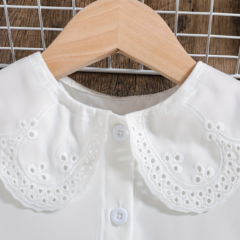 Καλοκαιρινά Κοριτσίστικα Πουκάμισα Διασυνοριακής Προμήθειας Λευκό Κολάρο για Κούκλες με Φουσκωτά Μανίκια Μικρά και Μεσαία Παιδικά Χαριτωμένα Μπλουζάκια