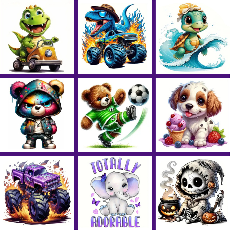 „Hongcai“ tarpvalstybinė didmeninė prekyba vaikų drabužiais, animacinių filmukų vėžlio rašto šilumos perdavimo lipdukai, spausdinti marškinėliai, ofsetiniai šilumos perdavimo balto rašalo šilumos perdavimo paveikslėliai