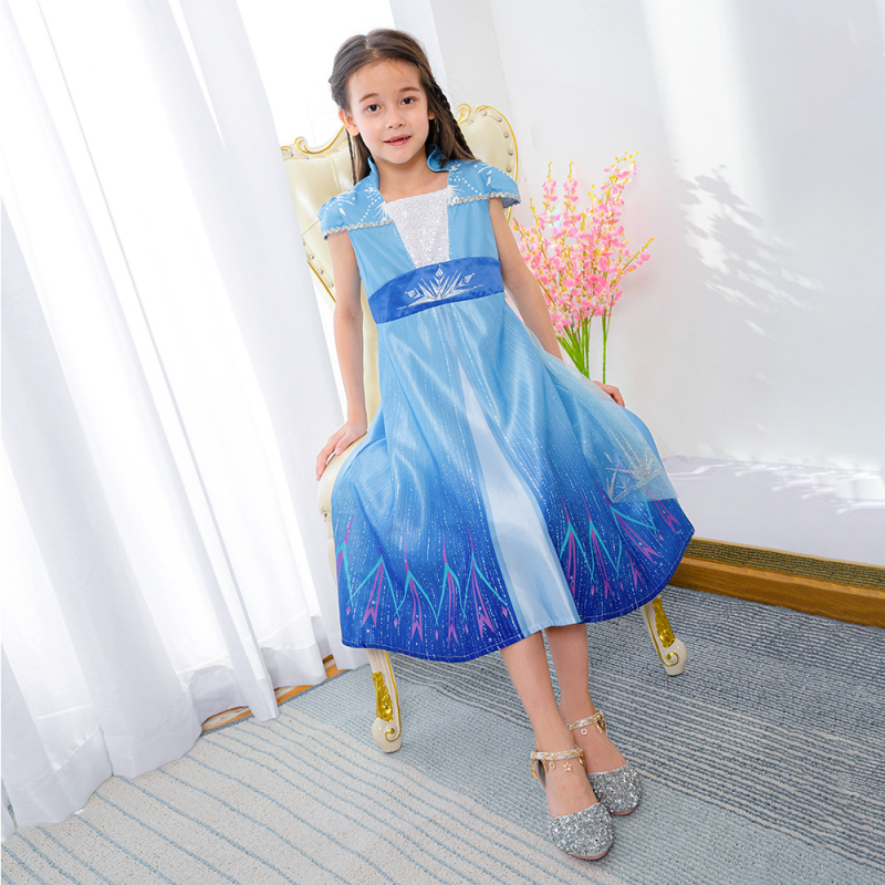 2025 m. vaikiška suknelė „Ledo šalis 2“ – princesės Elsos sijonas su sijonu, skirta „Cosplay“ vaikams, skirti spektakliams.