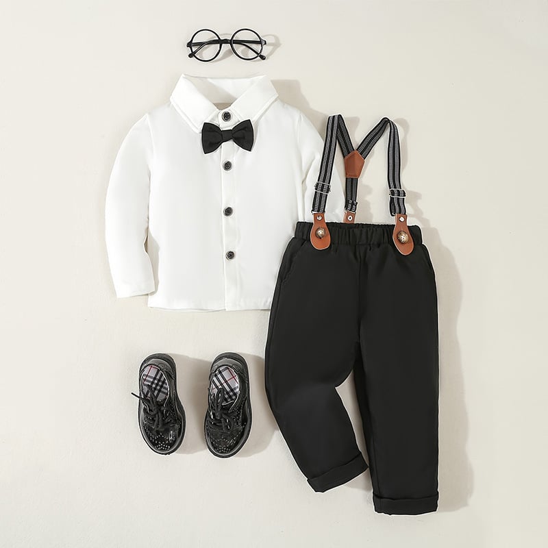 Παιδικά ρούχα για παιδιά σε διασυνοριακό επίπεδο, άνοιξη και φθινόπωρο, κοστούμι γενεθλίων για μωρά, παιδικό πουκάμισο με μακριά μανίκια, τιράντες, σετ δύο τεμαχίων